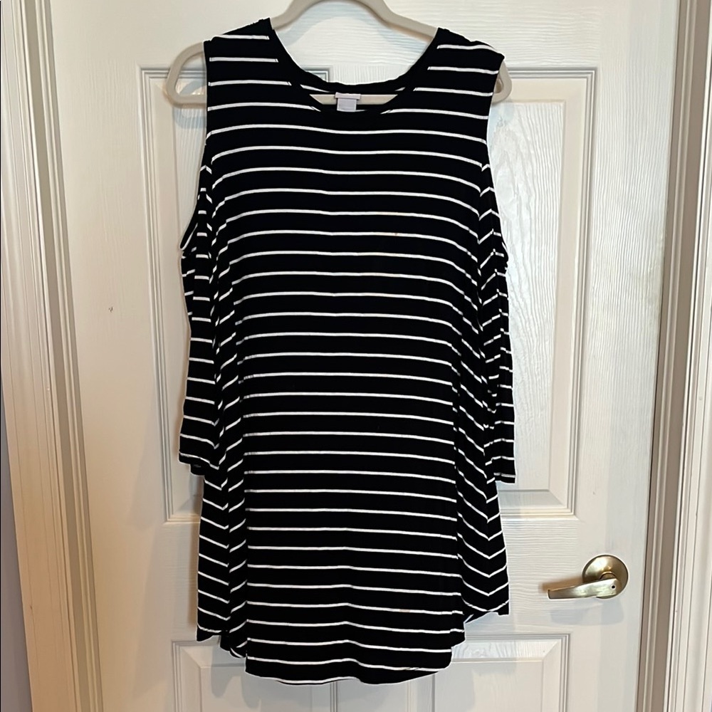 # Chico's sz 4 (XXL) striped cold shoulder tunic